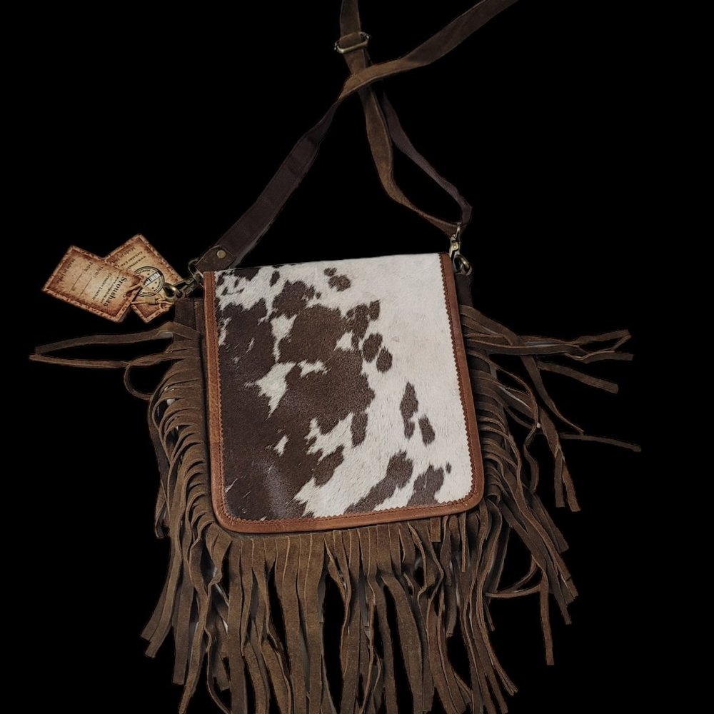 Western Fringe Genuine Leather Crossbody Purse Western Tooled Leather Cowhide